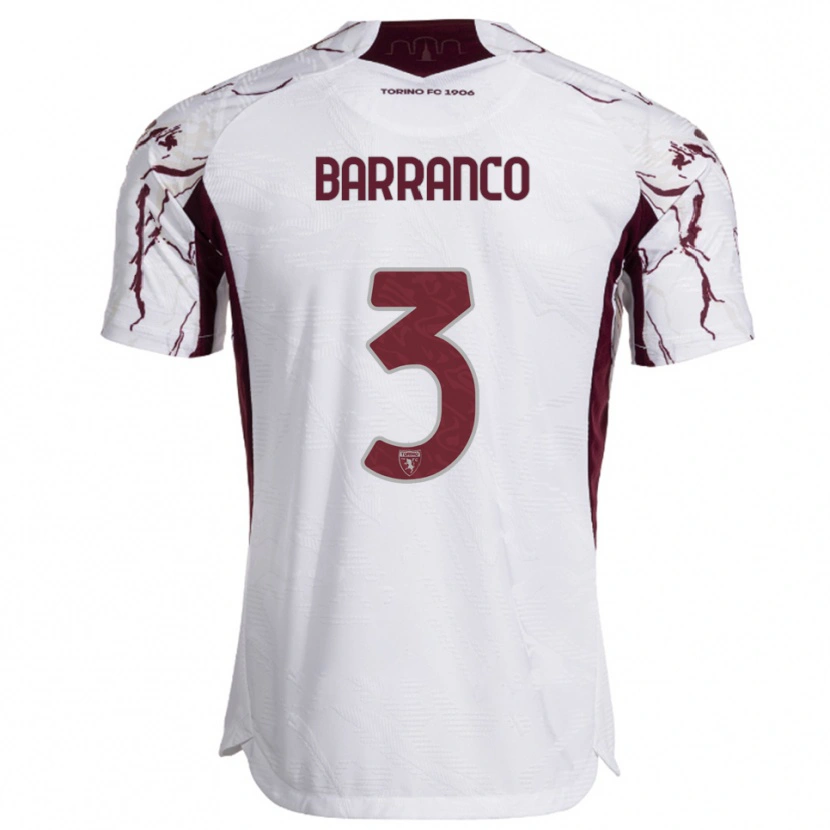 Danxen Donna Maglia Gioacchino Barranco #3 Bianco Bordeaux Kit Gara Away 2025/26 Maglietta