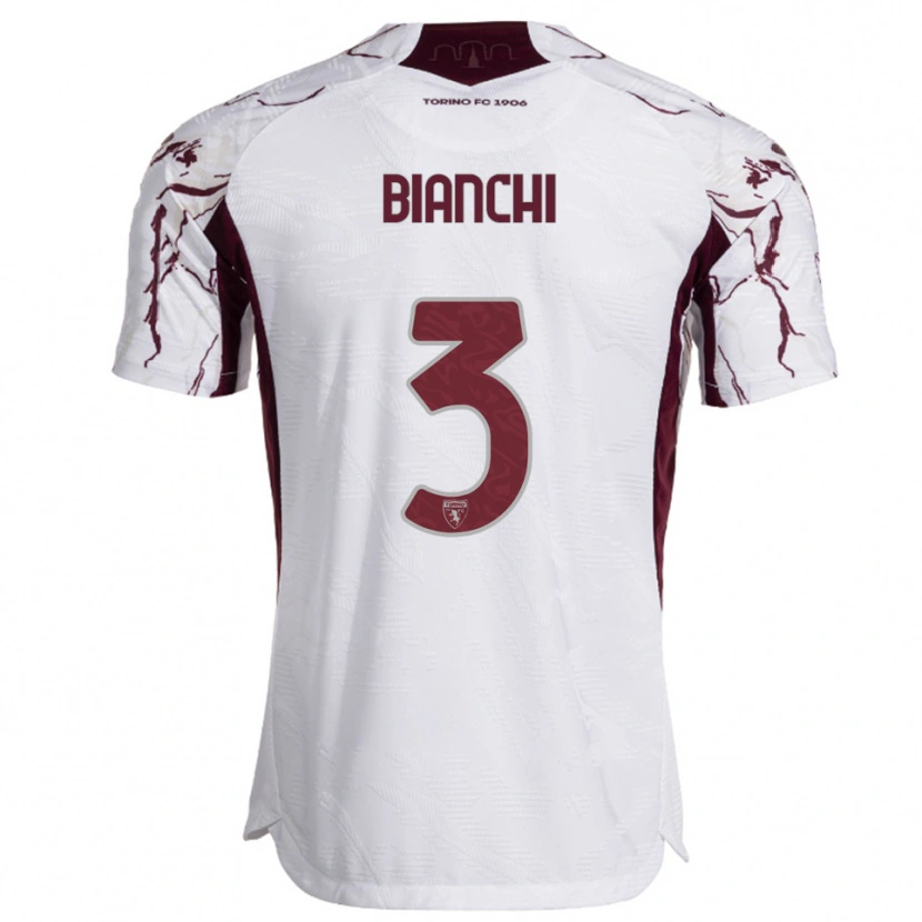 Danxen Donna Maglia Riccardo Bianchi #3 Bianco Bordeaux Kit Gara Away 2025/26 Maglietta