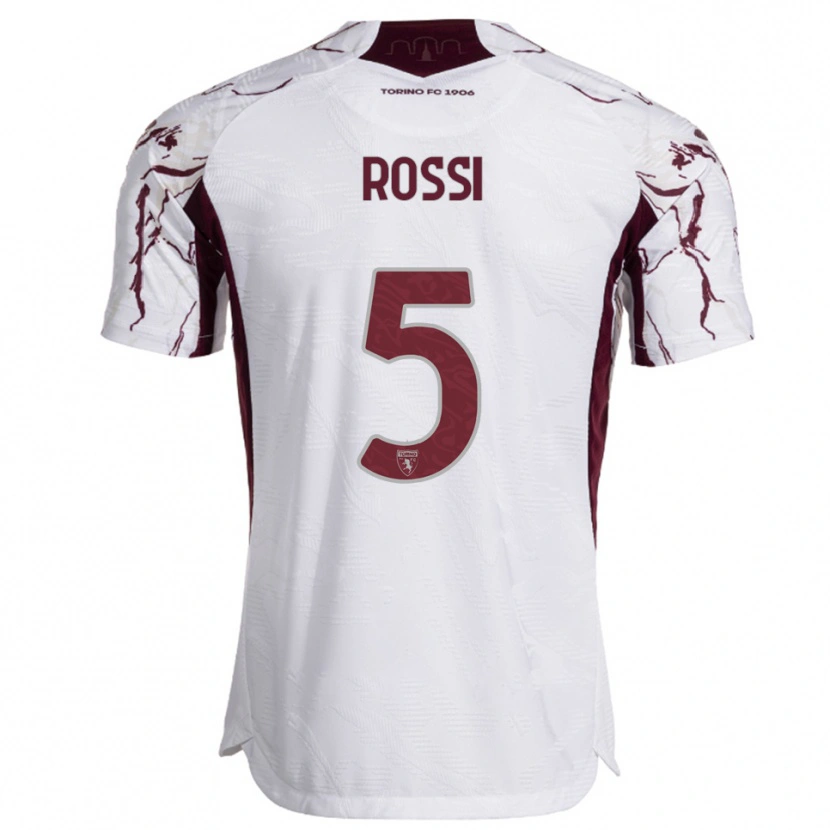 Danxen Donna Maglia Simone Rossi #5 Bianco Bordeaux Kit Gara Away 2025/26 Maglietta