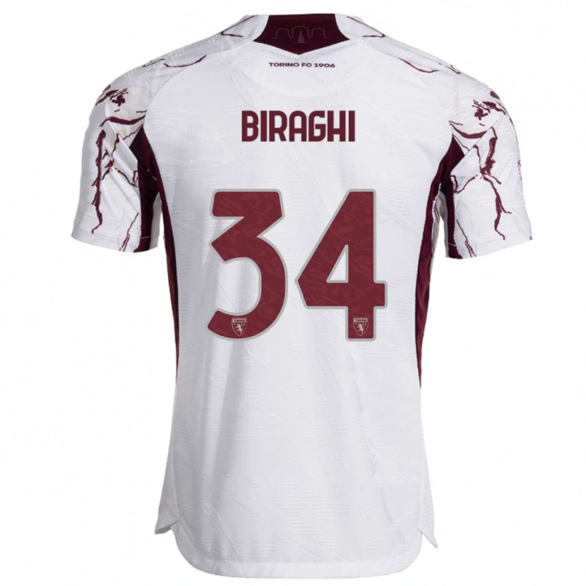 Danxen Donna Maglia Cristiano Biraghi #34 Bianco Bordeaux Kit Gara Away 2025/26 Maglietta