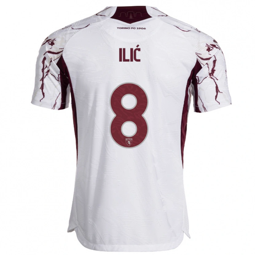 Danxen Donna Maglia Ivan Ilić #8 Bianco Bordeaux Kit Gara Away 2025/26 Maglietta