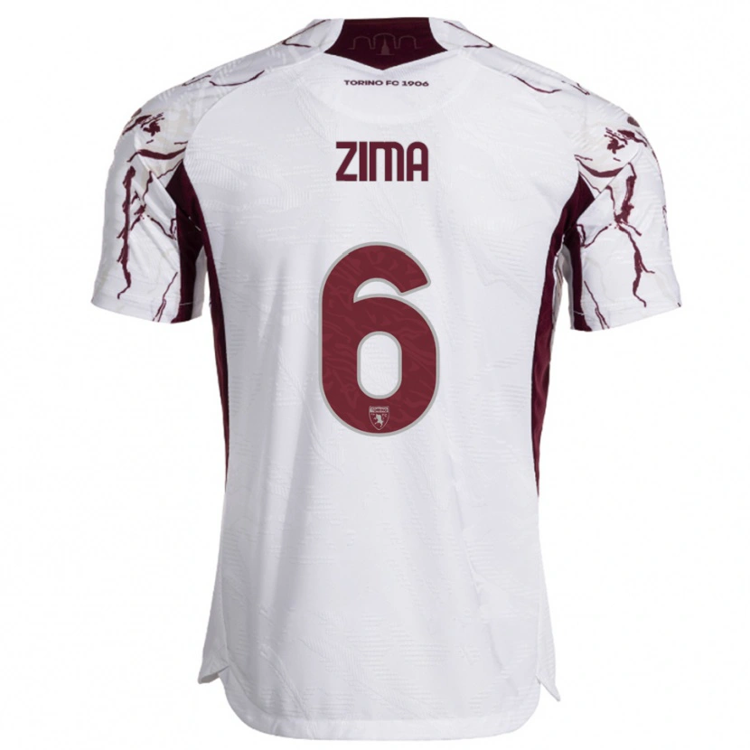 Danxen Donna Maglia David Zima #6 Bianco Bordeaux Kit Gara Away 2025/26 Maglietta
