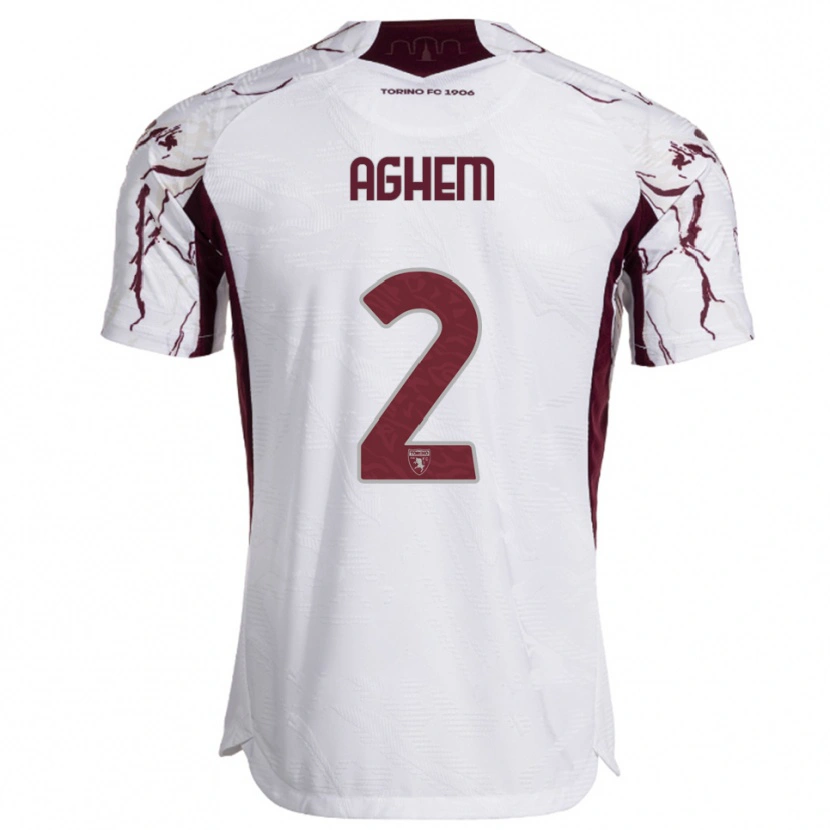 Danxen Donna Maglia Brigitta Aghem #2 Bianco Bordeaux Kit Gara Away 2025/26 Maglietta