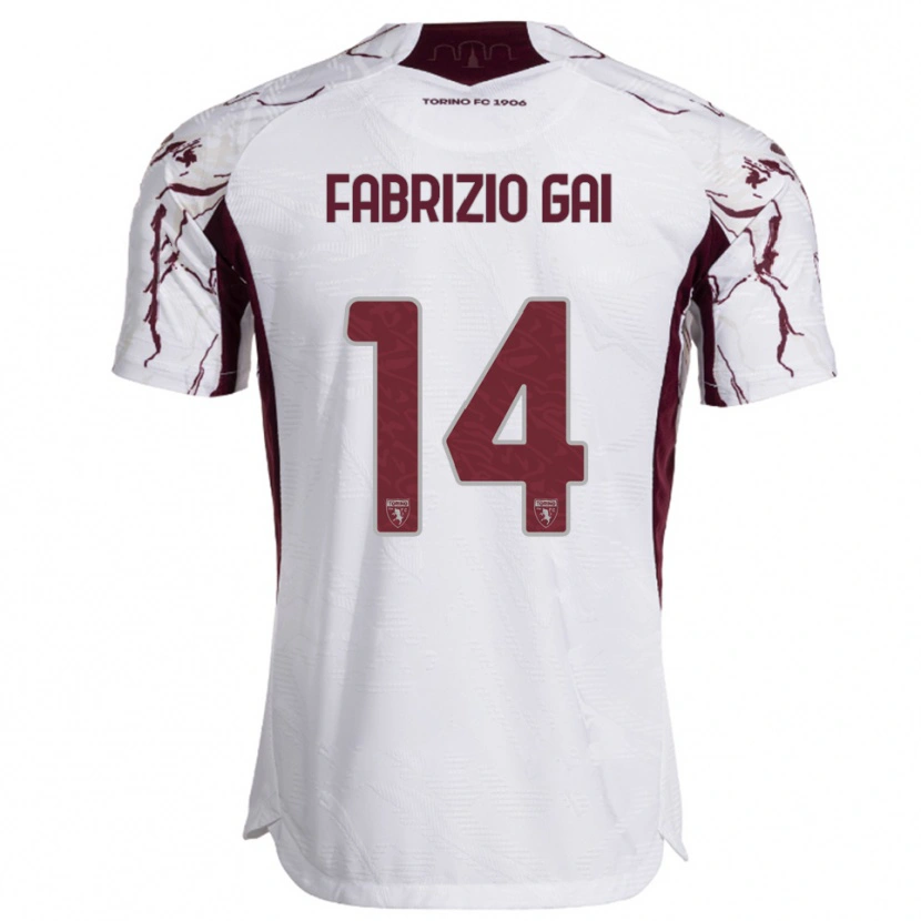 Danxen Donna Maglia Fabrizio Gai #14 Bianco Bordeaux Kit Gara Away 2025/26 Maglietta