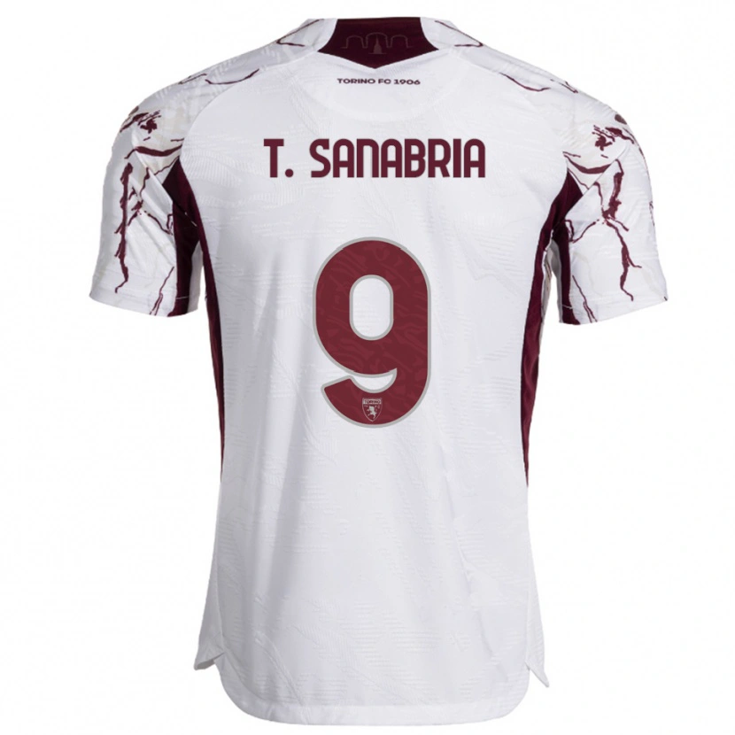 Danxen Donna Maglia Antonio Sanabria #9 Bianco Bordeaux Kit Gara Away 2025/26 Maglietta