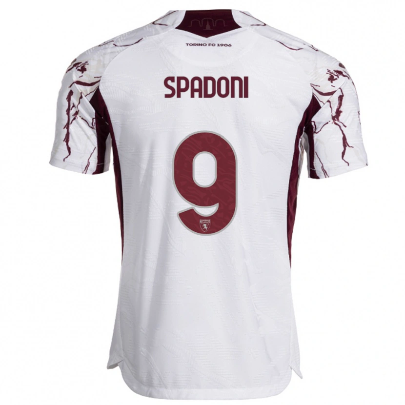 Danxen Donna Maglia Arthur Spadoni #9 Bianco Bordeaux Kit Gara Away 2025/26 Maglietta