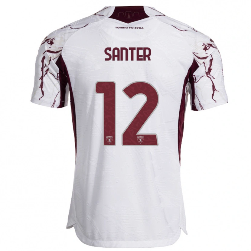 Danxen Donna Maglia Leonardo Santer #12 Bianco Bordeaux Kit Gara Away 2025/26 Maglietta