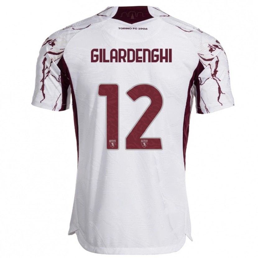 Danxen Donna Maglia Riccardo Gilardenghi #12 Bianco Bordeaux Kit Gara Away 2025/26 Maglietta
