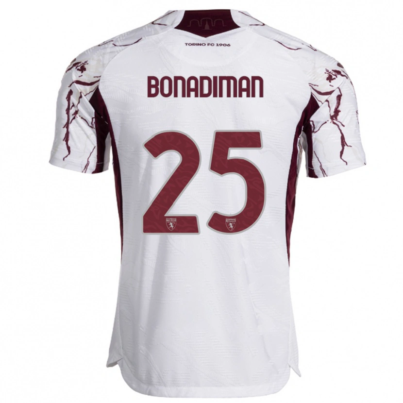 Danxen Donna Maglia Matteo Bonadiman #25 Bianco Bordeaux Kit Gara Away 2025/26 Maglietta