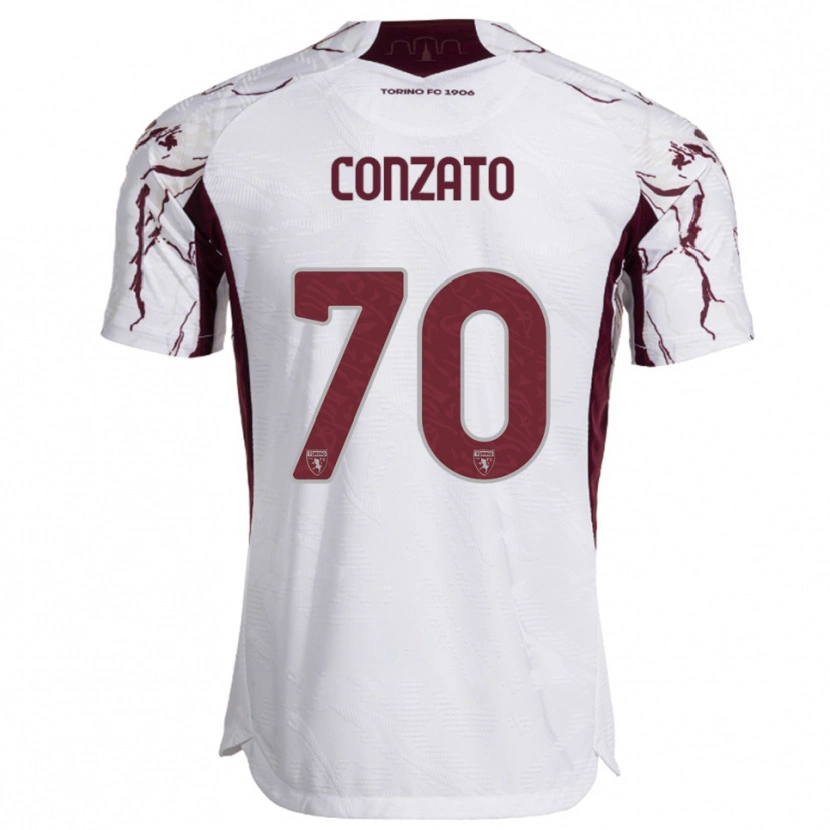 Danxen Donna Maglia Filippo Conzato #70 Bianco Bordeaux Kit Gara Away 2025/26 Maglietta