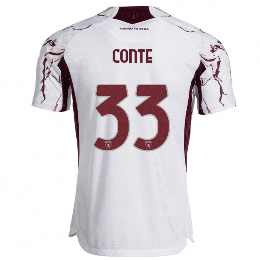 Danxen Donna Maglia Gioele Conte #33 Bianco Bordeaux Kit Gara Away 2025/26 Maglietta