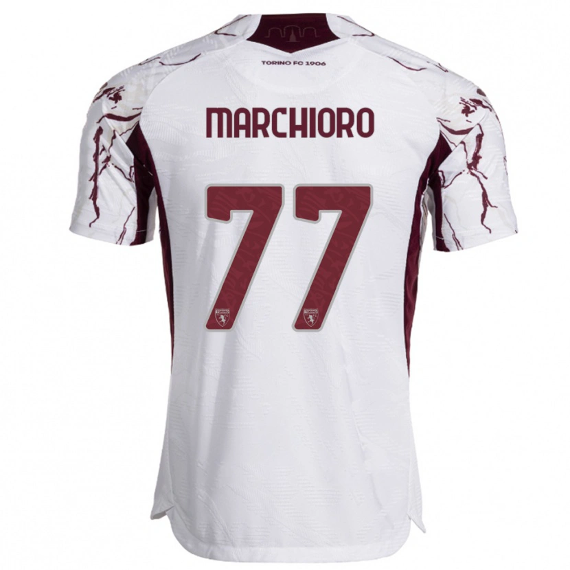 Danxen Donna Maglia Raffaele Marchioro #77 Bianco Bordeaux Kit Gara Away 2025/26 Maglietta