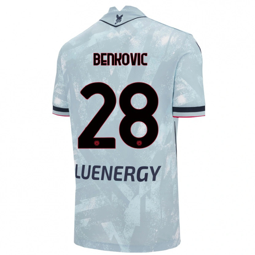 Danxen Donna Maglia Filip Benkovic #28 Azzurro Chiaro Nero Kit Gara Away 2025/26 Maglietta
