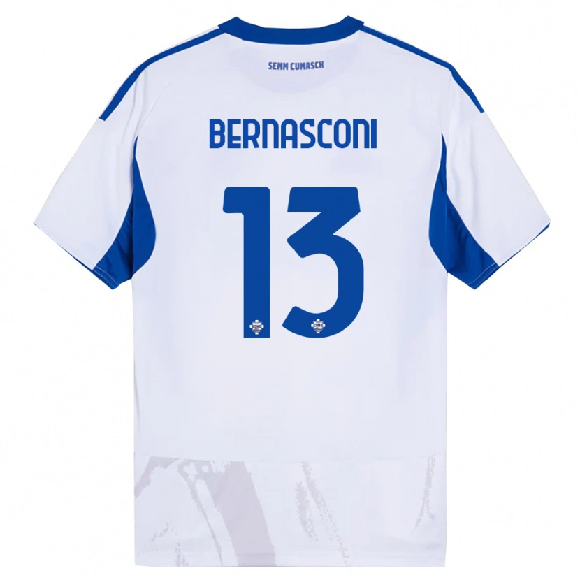 Danxen Donna Maglia Enea Bernasconi #13 Bianco Blu Kit Gara Away 2025/26 Maglietta
