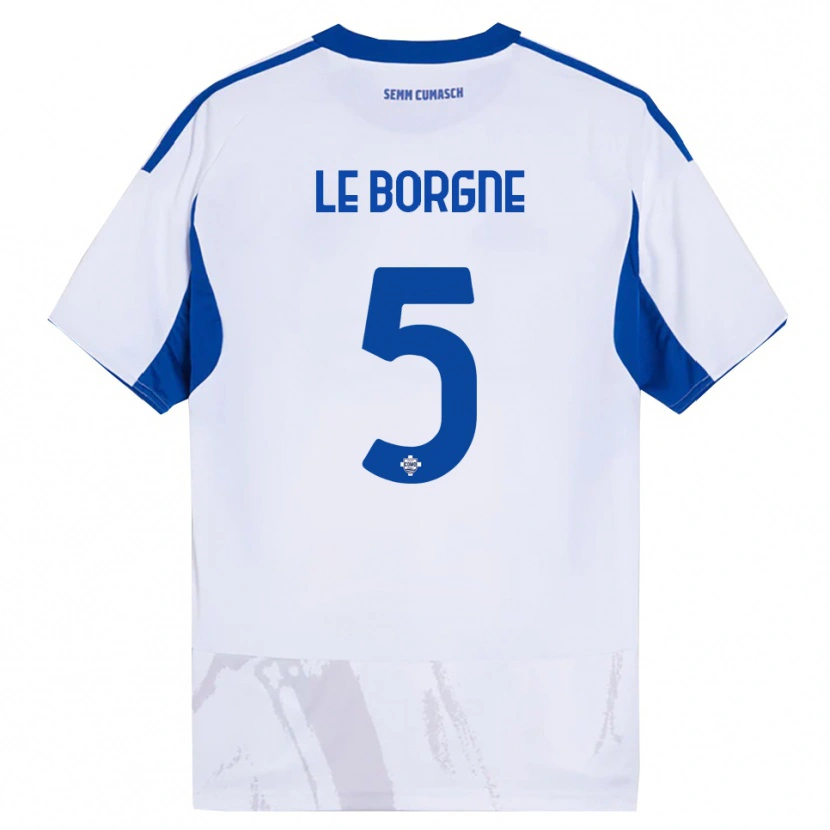 Danxen Donna Maglia Andréa Le Borgne #5 Bianco Blu Kit Gara Away 2025/26 Maglietta