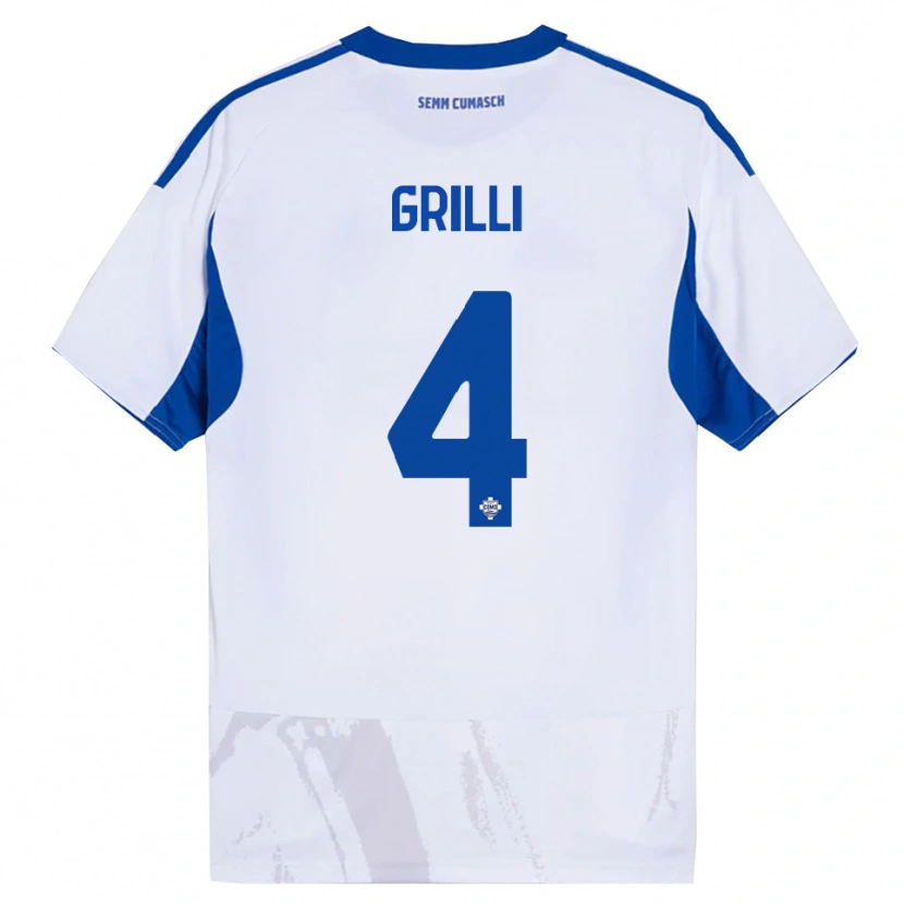 Danxen Donna Maglia Federico Grilli #4 Bianco Blu Kit Gara Away 2025/26 Maglietta