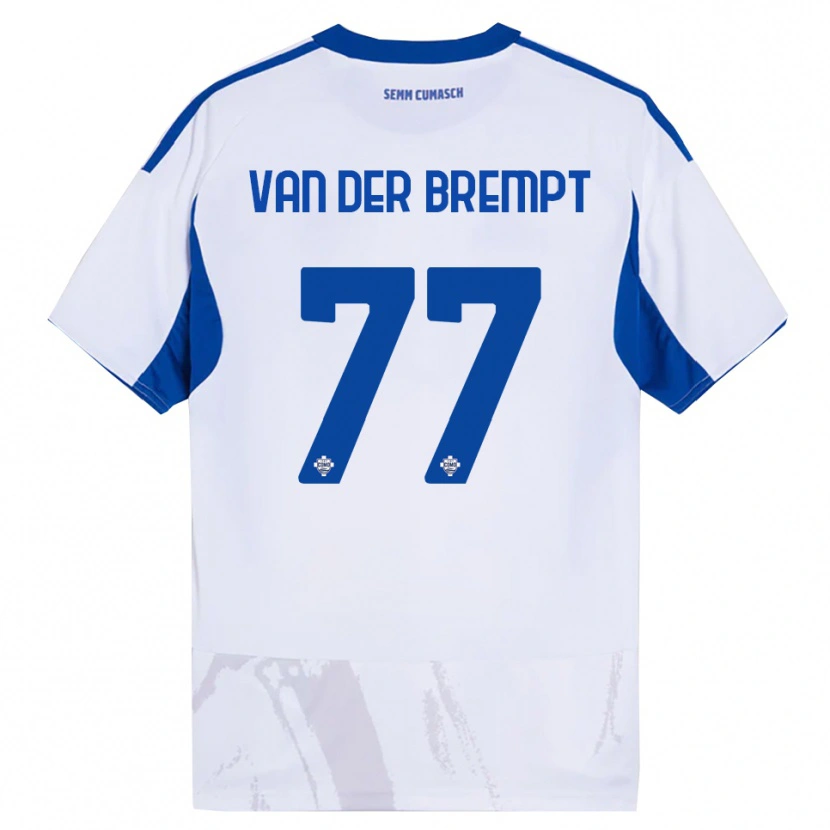 Danxen Donna Maglia Ignace Van Der Brempt #77 Bianco Blu Kit Gara Away 2025/26 Maglietta