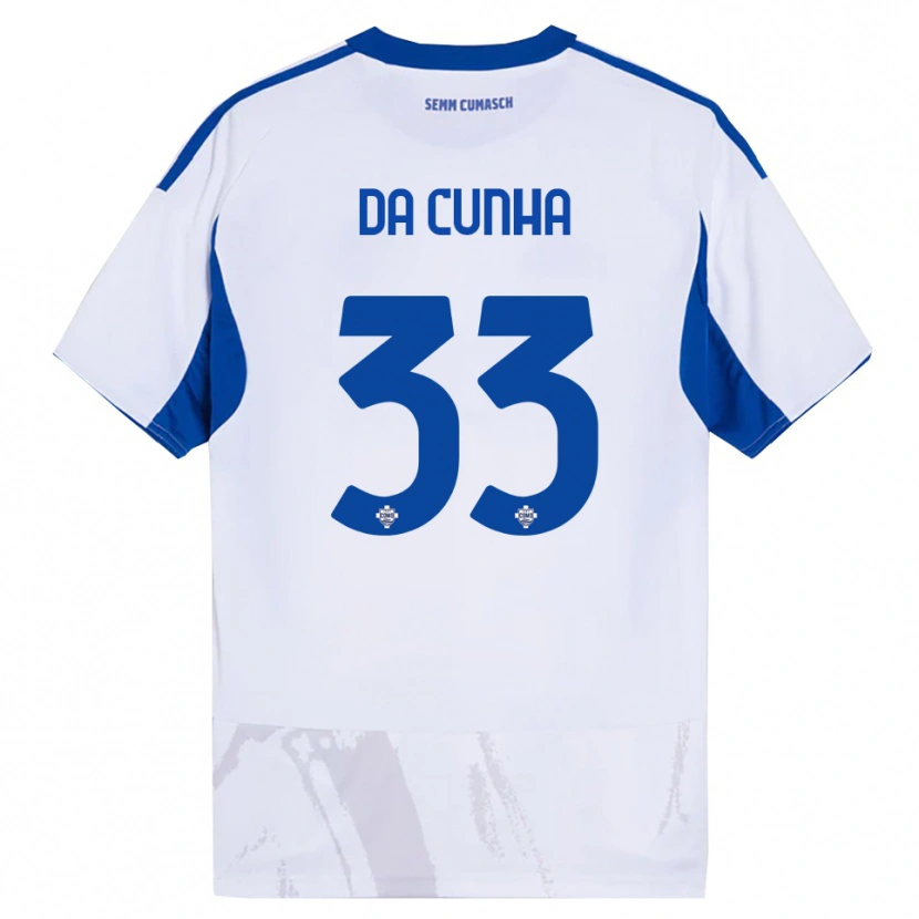 Danxen Donna Maglia Lucas Da Cunha #33 Bianco Blu Kit Gara Away 2025/26 Maglietta