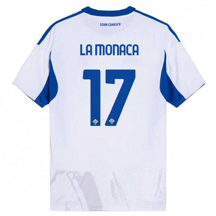 Danxen Donna Maglia Michael La Monaca #17 Bianco Blu Kit Gara Away 2025/26 Maglietta