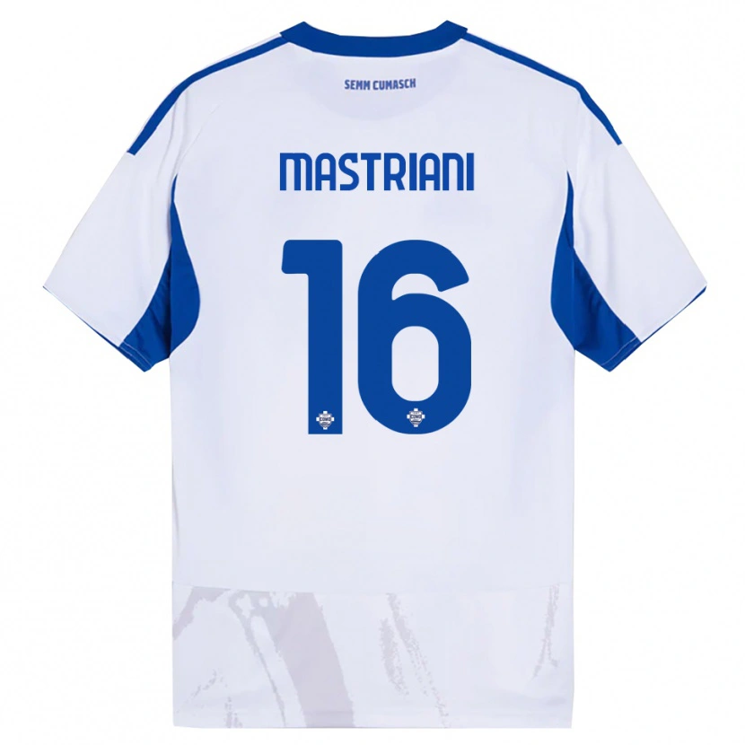 Danxen Donna Maglia Salvatore Mastriani #16 Bianco Blu Kit Gara Away 2025/26 Maglietta