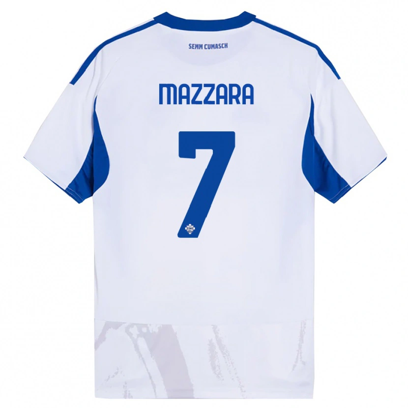Danxen Donna Maglia Cristian Mazzara #7 Bianco Blu Kit Gara Away 2025/26 Maglietta