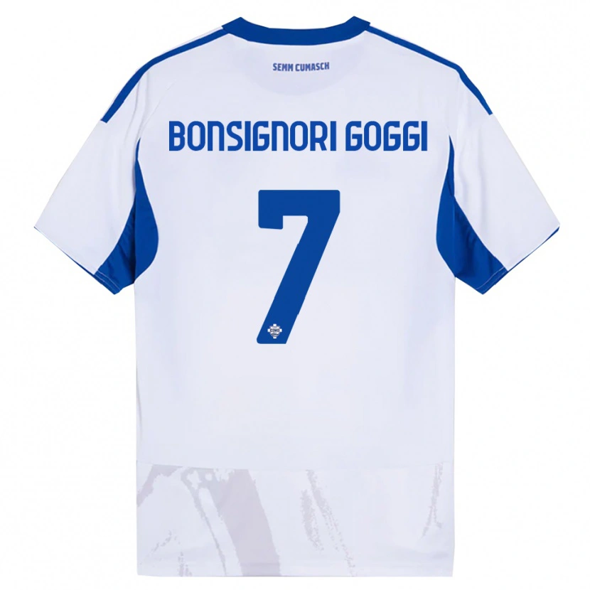 Danxen Donna Maglia Lorenzo Bonsignori #7 Bianco Blu Kit Gara Away 2025/26 Maglietta