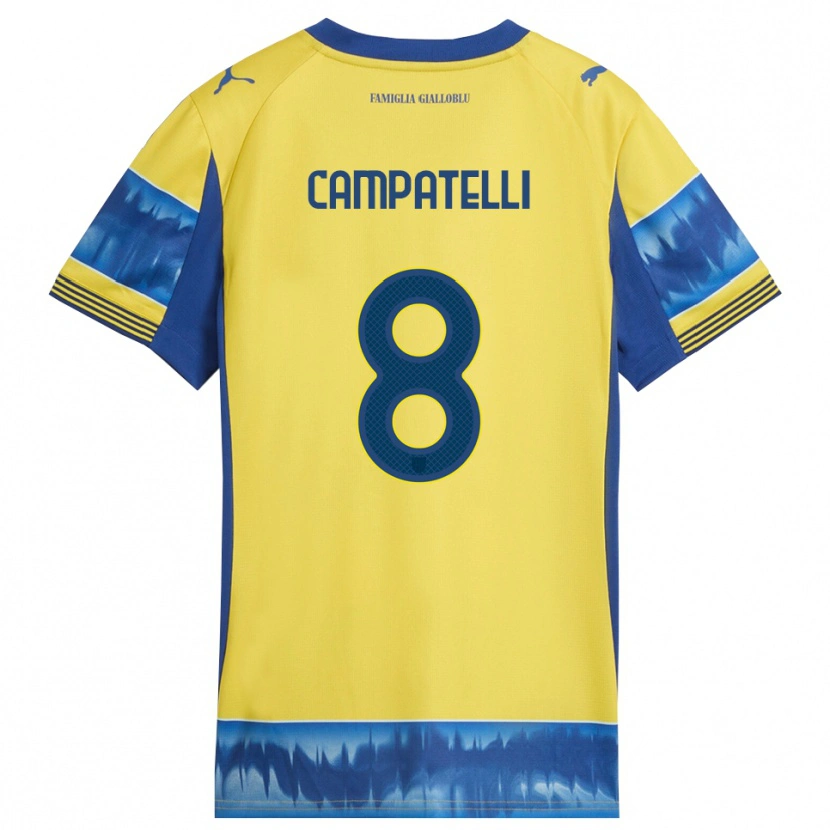 Danxen Donna Maglia Marco Campatelli #8 Giallo Blu Kit Gara Away 2025/26 Maglietta