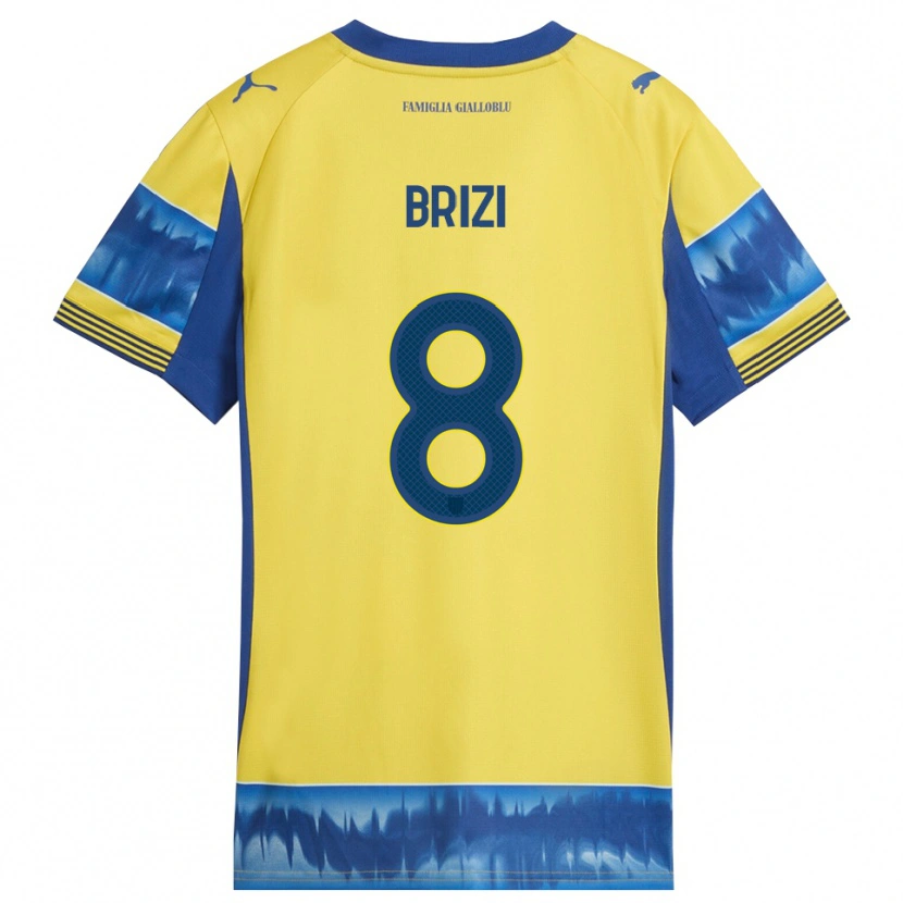 Danxen Donna Maglia Andrea Brizi #8 Giallo Blu Kit Gara Away 2025/26 Maglietta