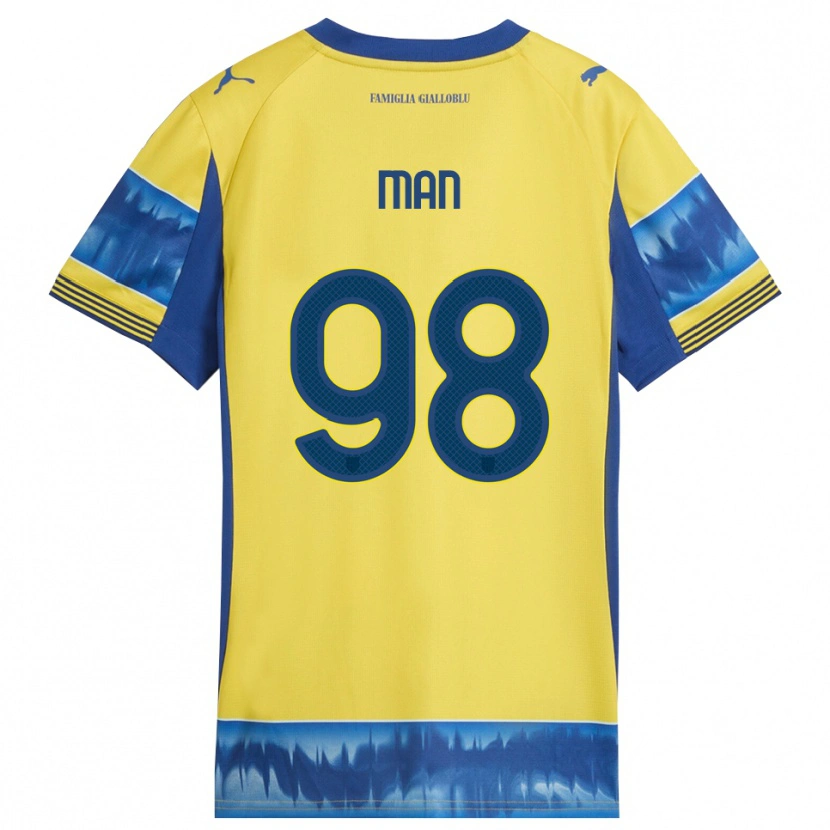 Danxen Donna Maglia Dennis Man #98 Giallo Blu Kit Gara Away 2025/26 Maglietta