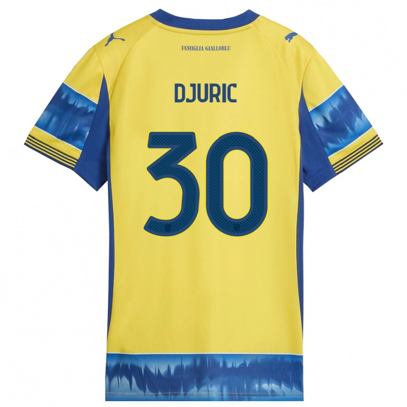 Danxen Donna Maglia Milan Djuric #30 Giallo Blu Kit Gara Away 2025/26 Maglietta