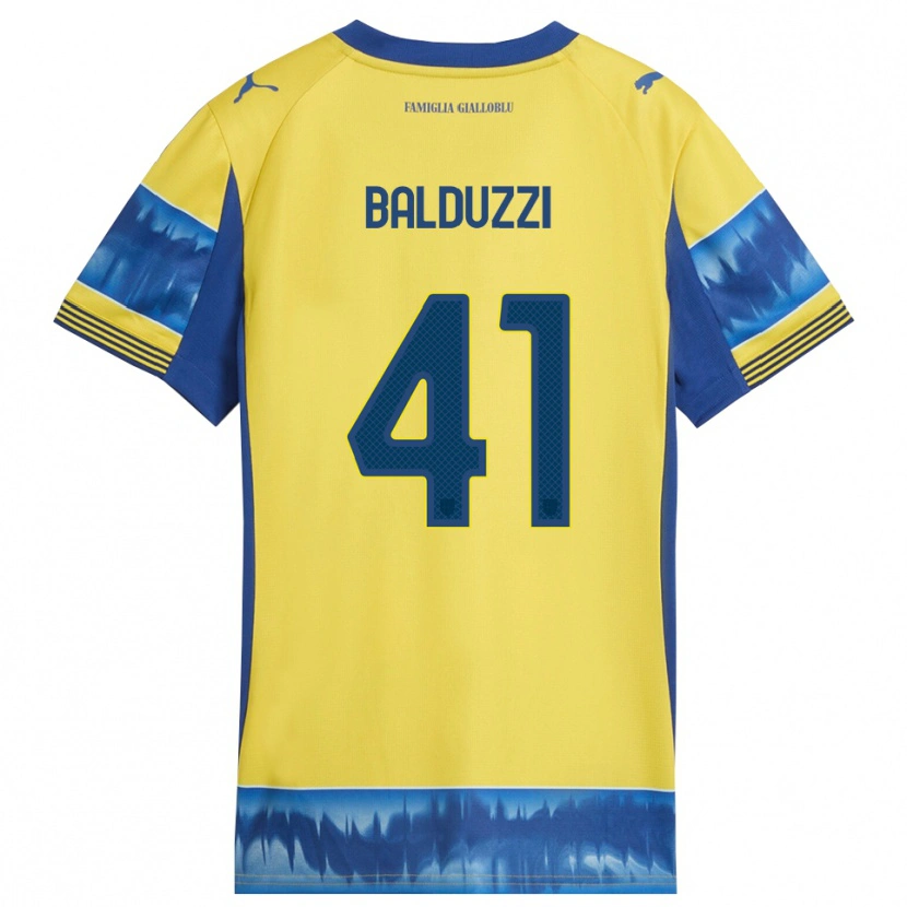Danxen Donna Maglia Davide Balduzzi #41 Giallo Blu Kit Gara Away 2025/26 Maglietta