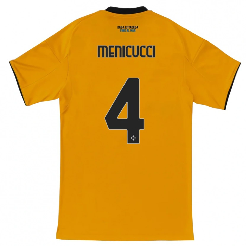 Danxen Donna Maglia Edoardo Menicucci #4 Arancione Blu Kit Gara Away 2025/26 Maglietta