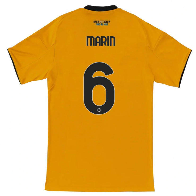 Danxen Donna Maglia Marius Marin #6 Arancione Blu Kit Gara Away 2025/26 Maglietta