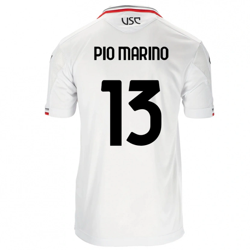 Danxen Donna Maglia Lorenzo Pio Marino #13 Bianco Rosso Kit Gara Away 2025/26 Maglietta