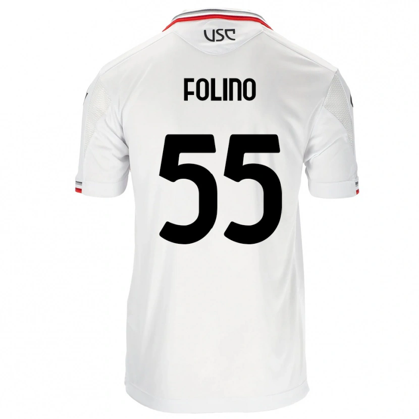 Danxen Donna Maglia Francesco Folino #55 Bianco Rosso Kit Gara Away 2025/26 Maglietta