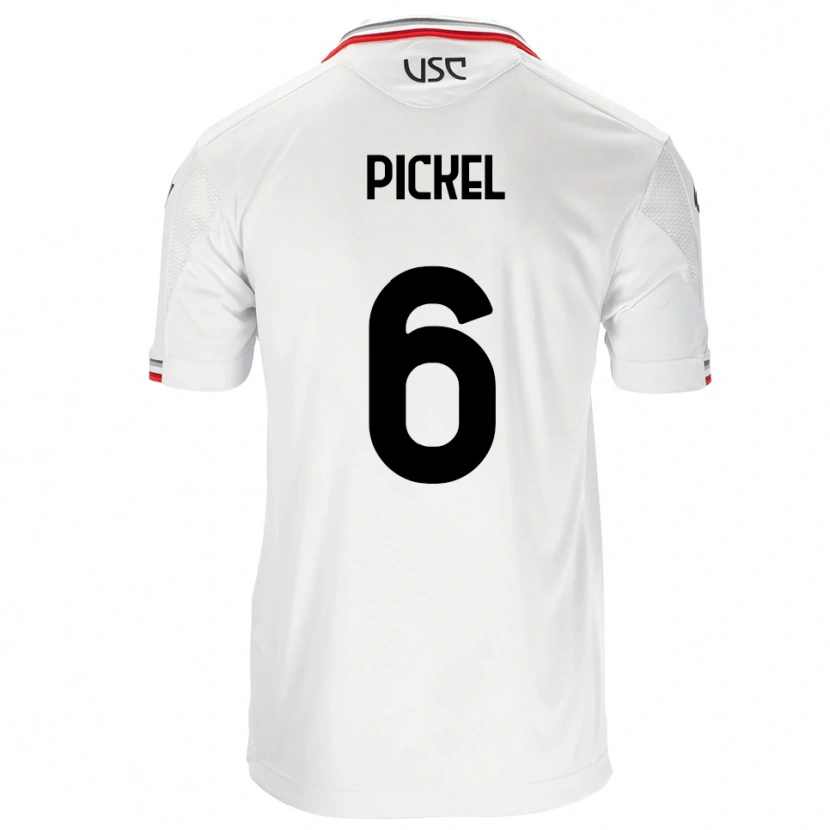 Danxen Donna Maglia Charles Pickel #6 Bianco Rosso Kit Gara Away 2025/26 Maglietta