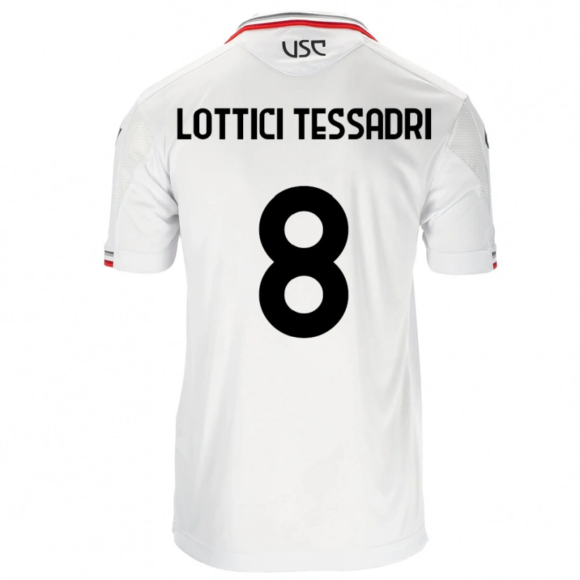 Danxen Donna Maglia Simone Lottici Tessadri #8 Bianco Rosso Kit Gara Away 2025/26 Maglietta
