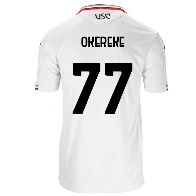 Danxen Donna Maglia David Okereke #77 Bianco Rosso Kit Gara Away 2025/26 Maglietta
