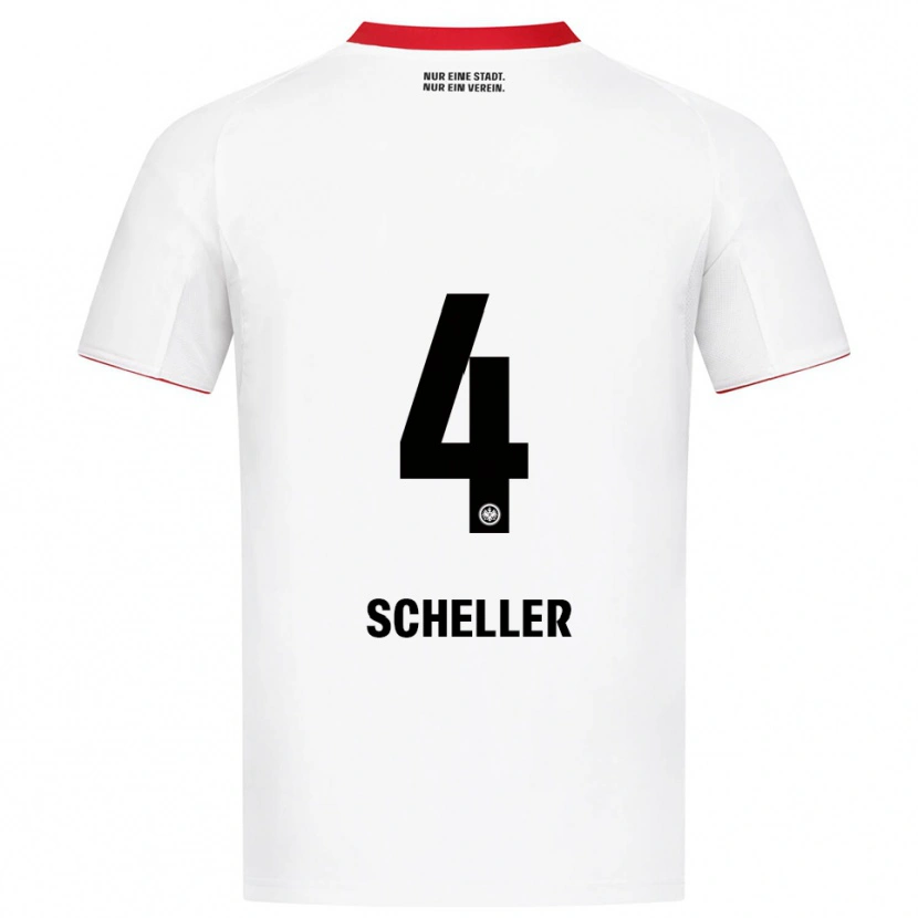 Danxen Donna Maglia Niklas Scheller #4 Bianco Rosso Kit Gara Away 2025/26 Maglietta