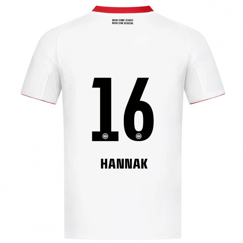 Danxen Donna Maglia Tim Hannak #16 Bianco Rosso Kit Gara Away 2025/26 Maglietta