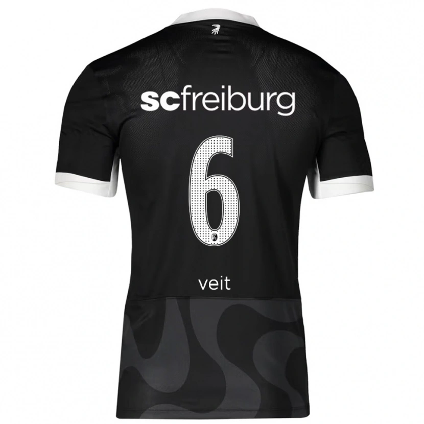 Danxen Donna Maglia Jannik Veit #6 Nero Bianco Kit Gara Away 2025/26 Maglietta