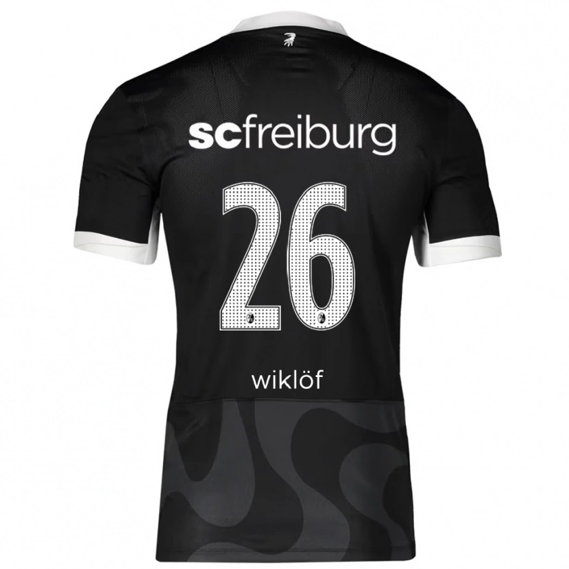 Danxen Donna Maglia Oscar Wiklöf #26 Nero Bianco Kit Gara Away 2025/26 Maglietta