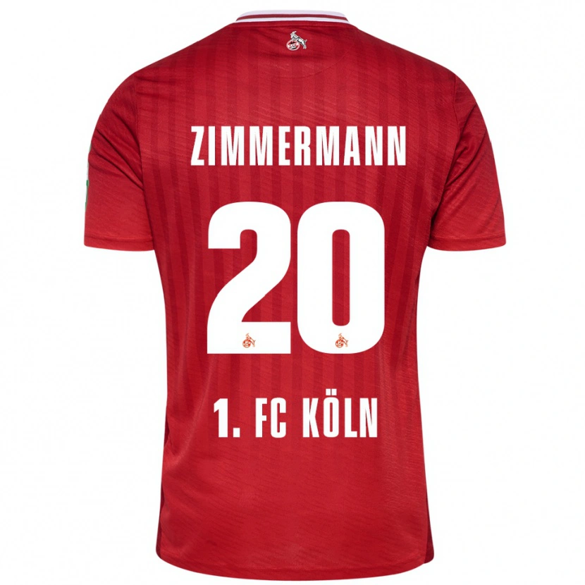 Danxen Donna Maglia Nick Zimmermann #20 Rosso Bianco Kit Gara Away 2025/26 Maglietta