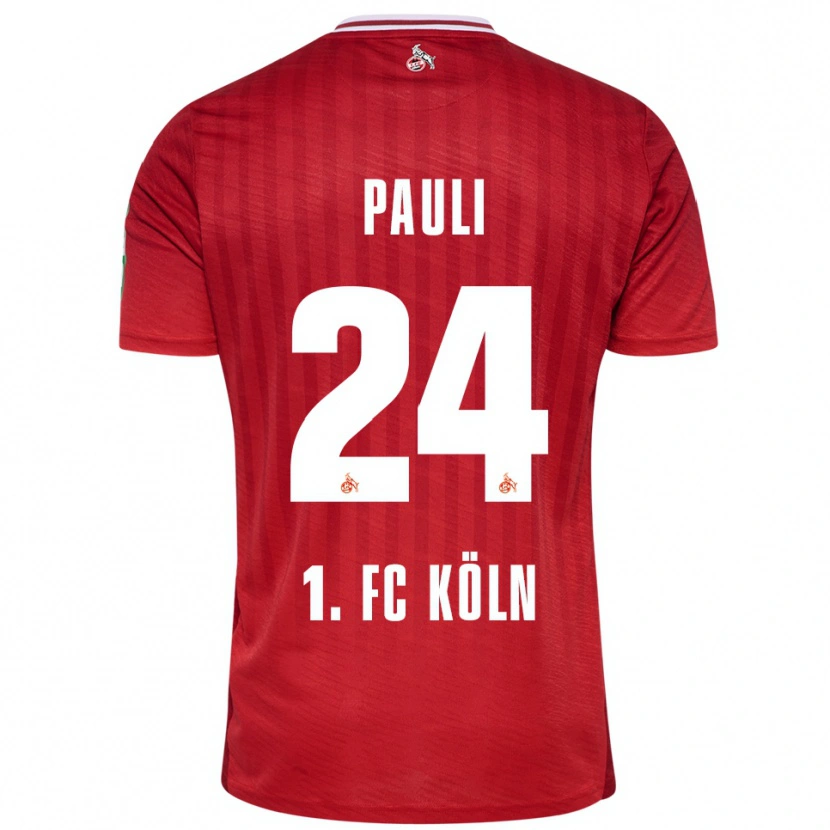 Danxen Donna Maglia Julian Pauli #24 Rosso Bianco Kit Gara Away 2025/26 Maglietta