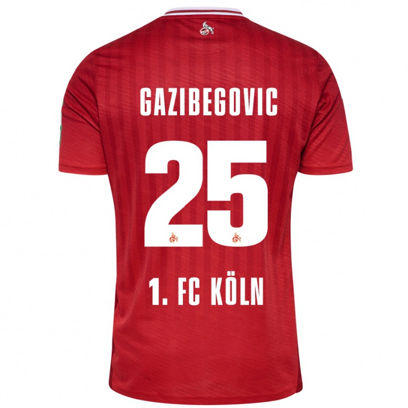 Danxen Donna Maglia Jusuf Gazibegovic #25 Rosso Bianco Kit Gara Away 2025/26 Maglietta