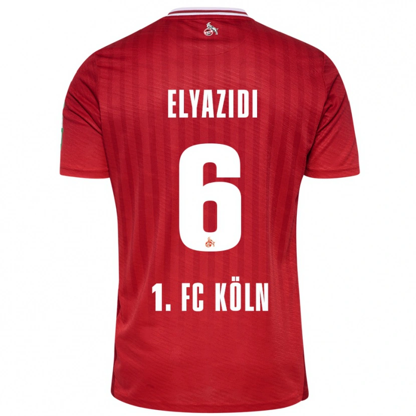 Danxen Donna Maglia Ilias Elyazidi #6 Rosso Bianco Kit Gara Away 2025/26 Maglietta