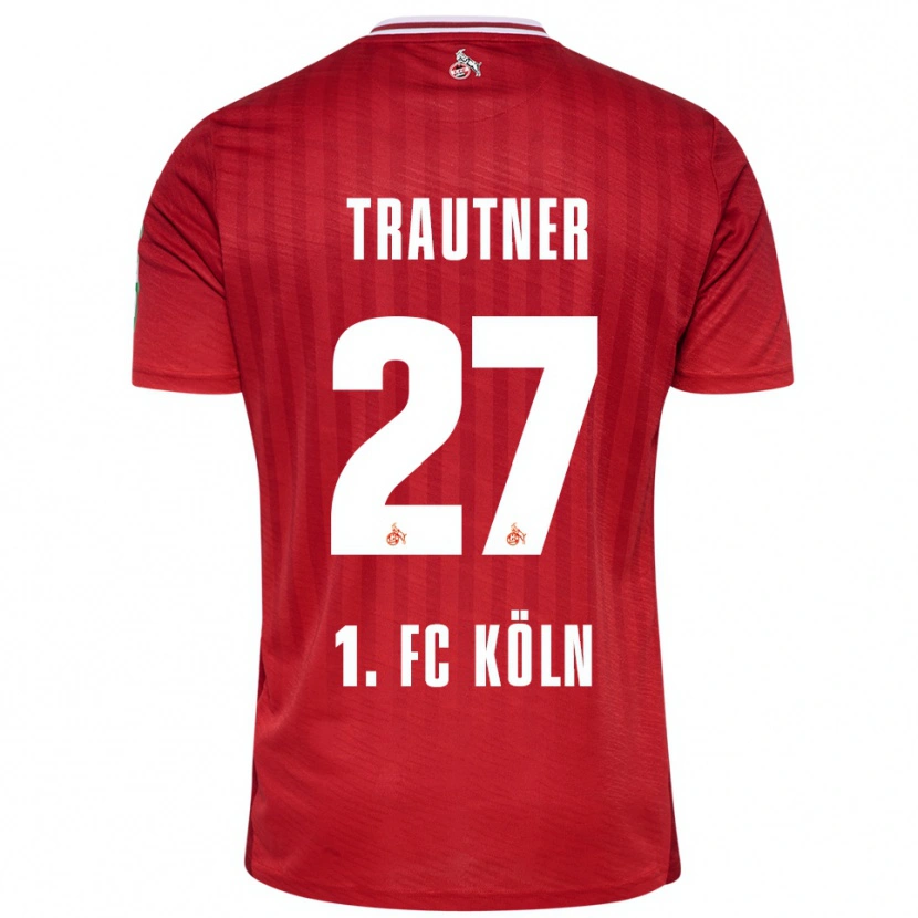 Danxen Donna Maglia Tobias Trautner #27 Rosso Bianco Kit Gara Away 2025/26 Maglietta