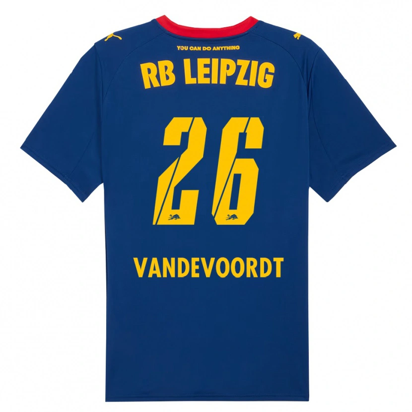 Danxen Donna Maglia Maarten Vandevoordt #26 Blu Navy Rosso Kit Gara Away 2025/26 Maglietta