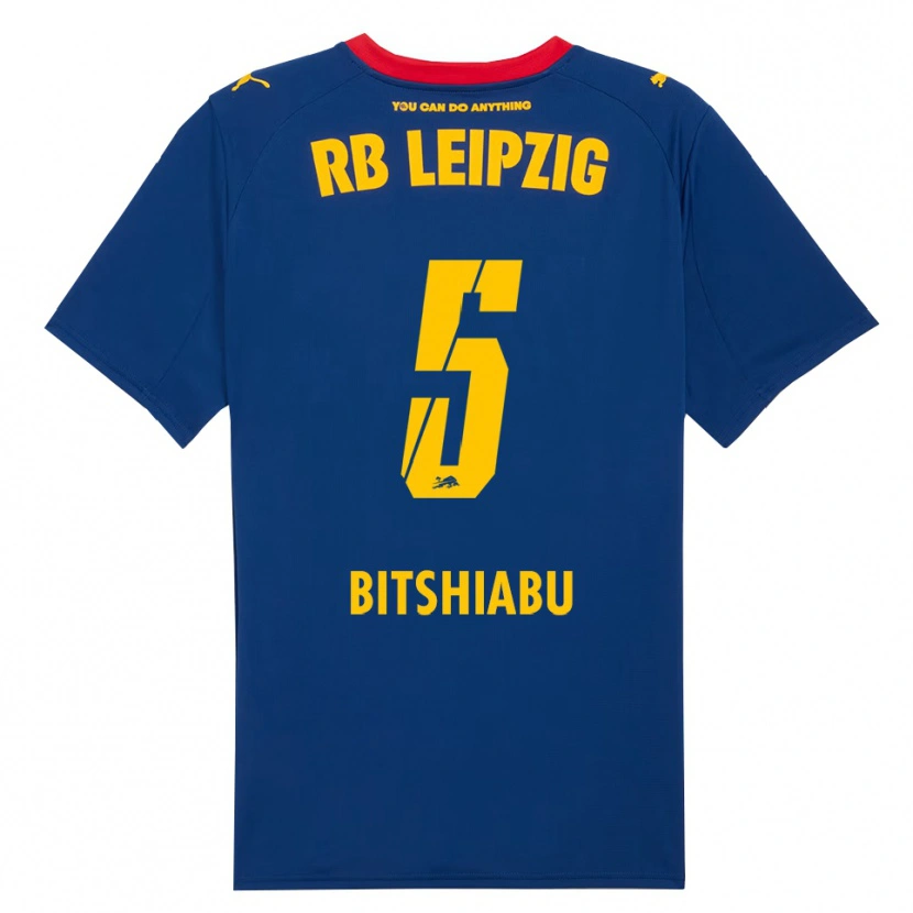 Danxen Donna Maglia El Chadaille Bitshiabu #5 Blu Navy Rosso Kit Gara Away 2025/26 Maglietta