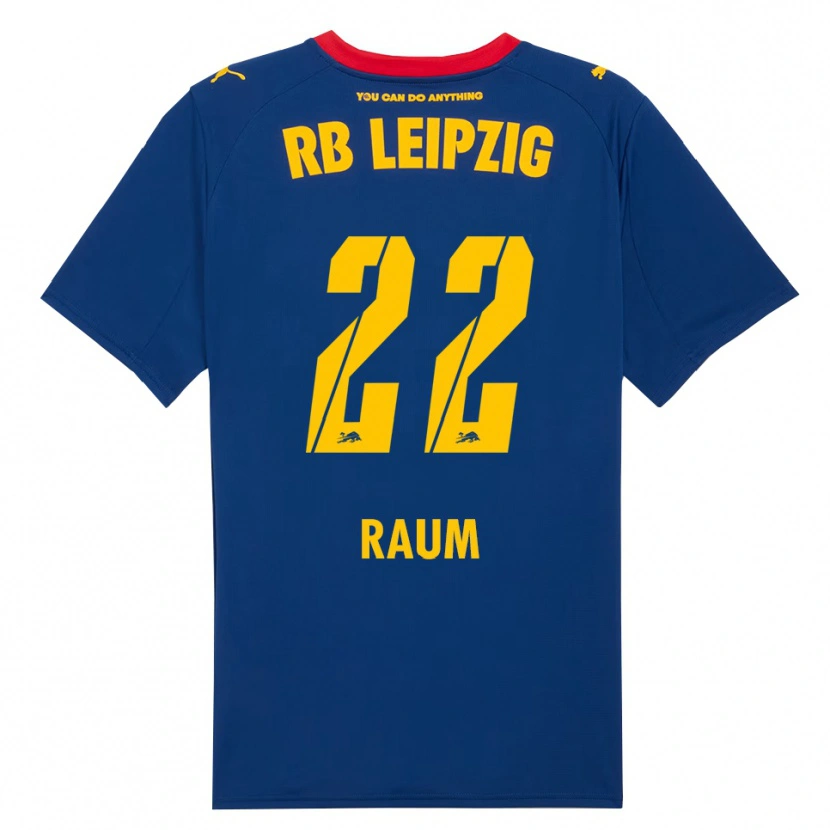 Danxen Donna Maglia David Raum #22 Blu Navy Rosso Kit Gara Away 2025/26 Maglietta